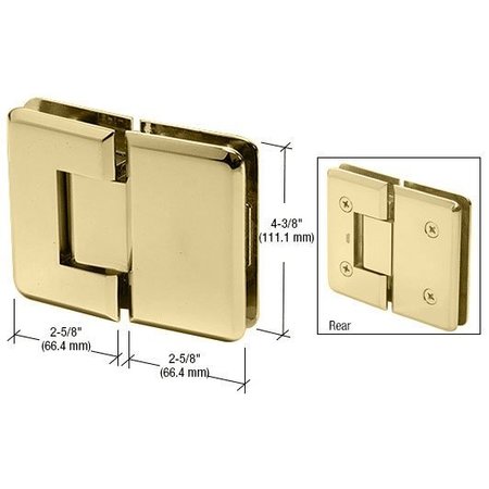 CR LAURENCE Unlacquered Brass 180 Degree Glass-to-Glass Plymouth Series Hinge PLY180ULBR